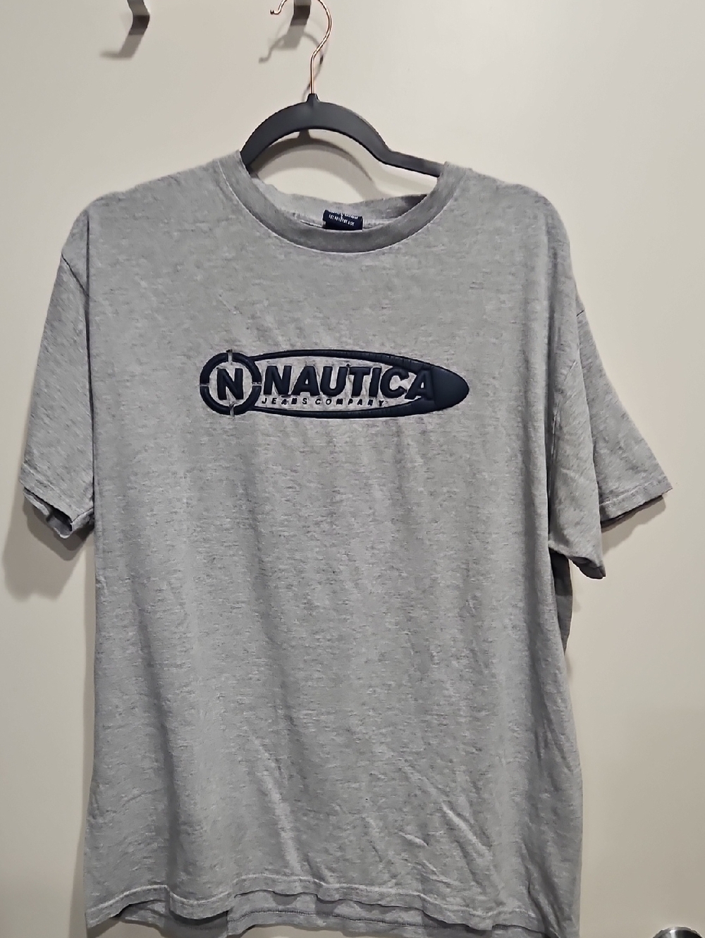 Nautica Men's Gray Logo Tee Large